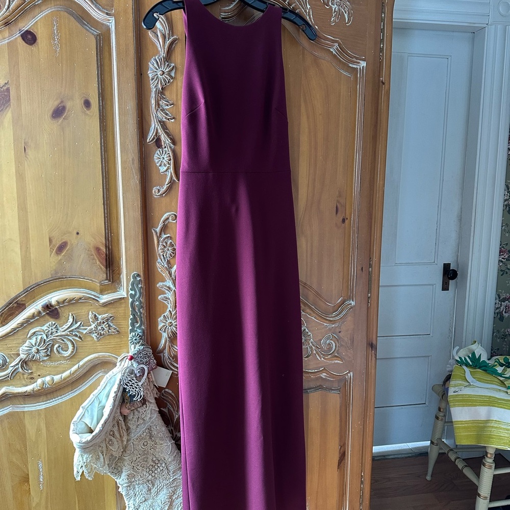 BHLDN Burgundy Halter Sheath Maxi Dress for Wedding Guest